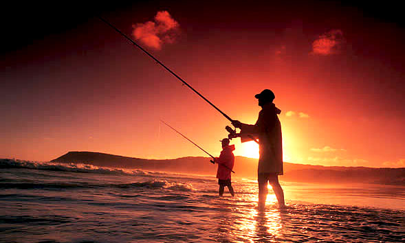 Beach Fishing at Sunset - Queensland Australia