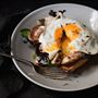 Black Truffle Fried Egg with Mushrooms and Creamy Blue Cheese