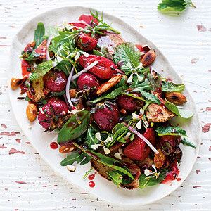 Char-grilled Strawberry and Rocket Salad with Pita - Chef Recipe by Simon Bryant