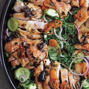 Roast Chicken, Kumquats, Black Garlic, Kale and Avocado - Chef Recipe by Peter Gordon