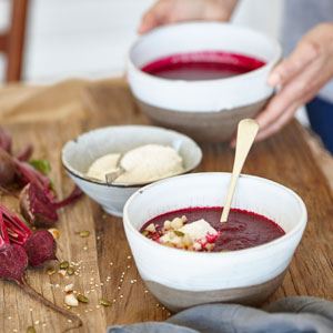 Roasted Beetroot Soup with Soured Macadamia Cream