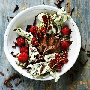 Smashed Liquorice Meringues with Berries and Chocolate Cream - Chef Recipe by Rick Stein