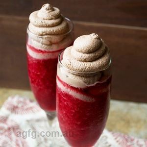 Raspberry Red Wine Slushy with Chocolate Whipped Cream