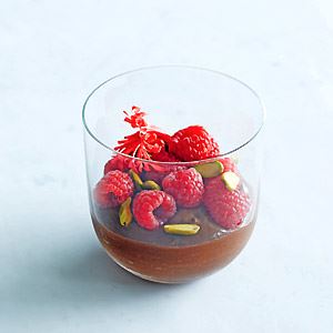 Cacao Mousse with Fresh Raspberries and Pistachios by Post