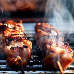 Yakitori Chicken with Ginger, Garlic and Soy Sauce. 