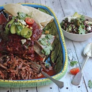 Slow Roast Lamb Burritos with Black Bean Salad and Spicy Salsa