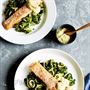 Baked Salmon with Zucchini, Kale and Avocado Cashew Cream - by Sam Wood