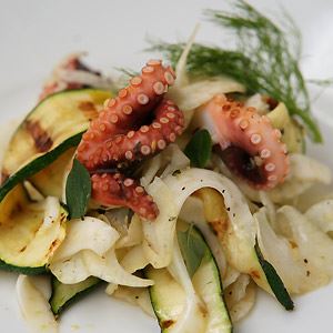 Warm Salad of Barbequed Octopus, Zucchini and Marinated Fennel 