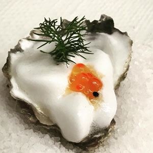 Oysters Natural with Prosecco Foam and Salmon Caviar - Chef Recipe by Wade Woolhouse