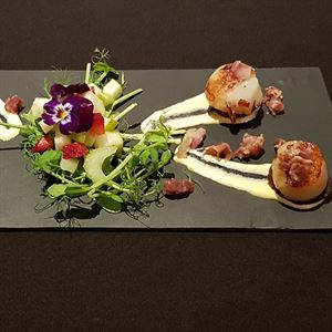 Scallop and Chorizo on Hollandaise by Gail Alcock