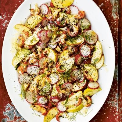 Crayfish Salad with Radishes, Apple, Poppy Seeds and Soured Cream - Chef Recipe by Gill Meller