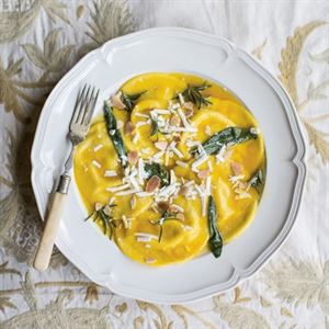 Cheese Filled Ravioli in Saffron and Herb Sauce by Katie and Giancarlo Caldesi
