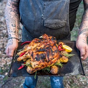 Grilled Whole Chicken with Charred Chilli, Wood Roasted Potato and Rosemary - Chef Recipe by Nicola Coccia