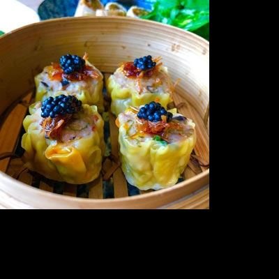 Pork and Prawn Siu Mai, Shiitake, Water Chestnuts and Black Vinegar Sichuan Sauce - Chef Recipe by Richard Manks
