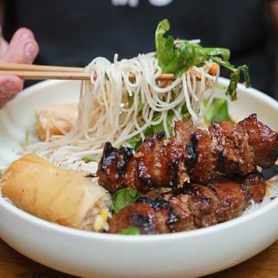 Bun Thit Nuong - Char Siu Pork Skewers with Vermicelli Noodles - Chef Recipe by Cuong Nguyen
