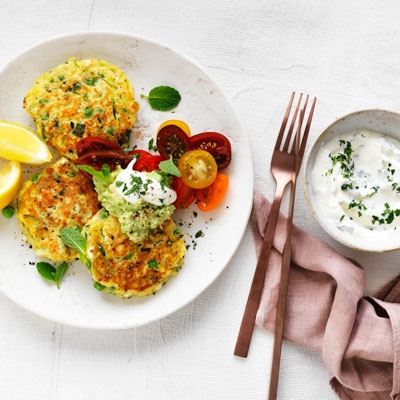 Zucchini, Pea and Feta Fritters by Faye James