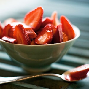 Poached Rhubarb with Strawberries