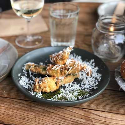 Crispy Zucchini Flowers with Goats' Cheese - Chef Recipe by Kevin Rhind