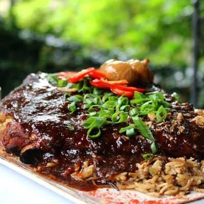 Sticky BBQ Pork Ribs, Bourbon Fig Glaze and Harissa - Chef Recipe by Darren Pettit