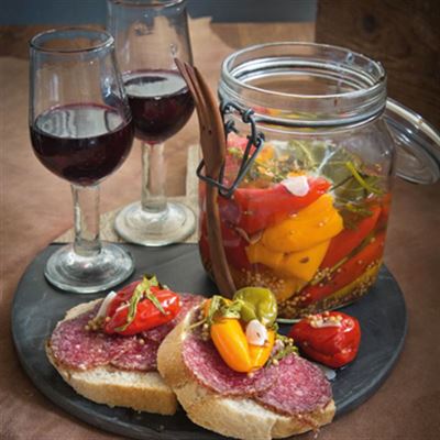 Pickled Capsicum with Salami Baguette - Chef Recipe by Stevan Paul