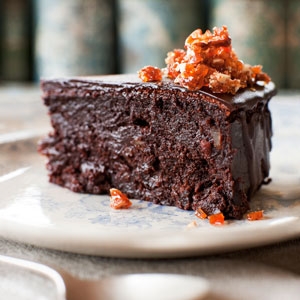 Flourless Chocolate, Pecan and Prune Truffle Cake