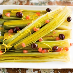 Leeks with Tomatoes, Olives and Lemon