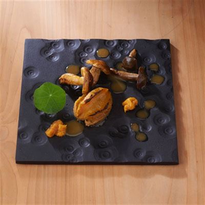 Abalone and Shimeji Mushrooms with Salted Sea Urchin