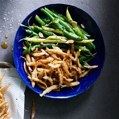 Green Beans and Crispy Whitebait, Honey and Fish Sauce - Chef Recipe by George Calombaris