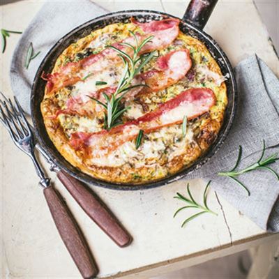 Wild Rice Frittata with Mushrooms and Bacon