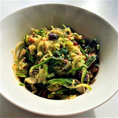 Alimentary Recipe Series: Zoodles with Feta, Basil and Spinach