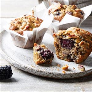 Blackberry, Pear and Pecan Muffins