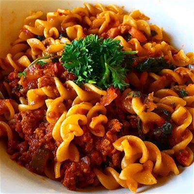 Spicy Turkey Bolognese with Red Lentil Pasta - Recipe by Alison Wright