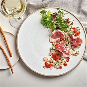 Black Kingfish Crudo with Agrodolce Peppers, Almonds and Prosciutto - Chef Recipe by Cameron Matthews