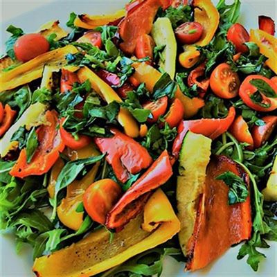 Roasted Capsicum, Zucchini and Cherry Tomato Salad - Recipe by Alison Wright