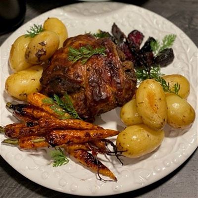 Slow-cooked Lamb Shoulder with Roasted Vegetables - Chef Recipe by Hoda Hannaway