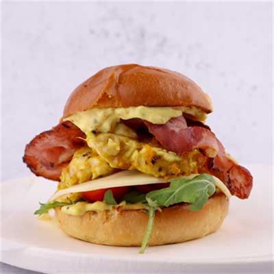 New Yorker Mustard Relish Glazed Chicken Burger - Chef Recipe by Tim Bone.
