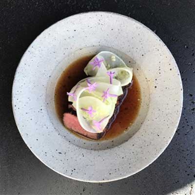 Kangaroo Loin, Pickled Baby Cucumber and Soy Dressing - Chef Recipe by Clare Falzon