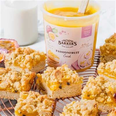 Passionfruit Crumble Bars - Recipe by Barker’s of New Zealand.