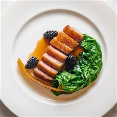 Dry-Aged Duck Breast, Blackberries, Rainbow Chard and Citrus Jus - Chef Recipe by Sam Moore 