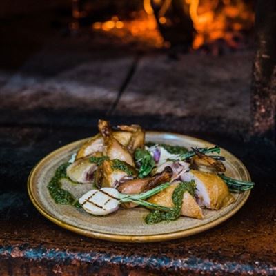 Woodfire Roasted Spatchcock, Zhoug, Labneh, Turnips - Recipe by Chef Max Vloet