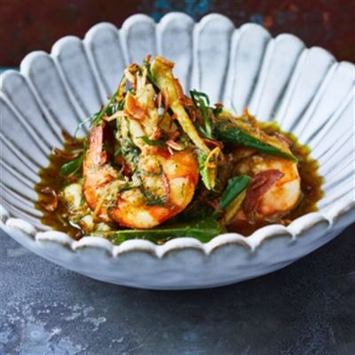 Jungle Curry of Tiger Prawns and Long Leaf Coriander- Recipe by Chef Annita Potter