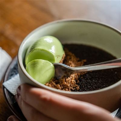 Caramelised Dark Chocolate Brulee, Mint Gelato - Chef Recipe by Jordon Garcia