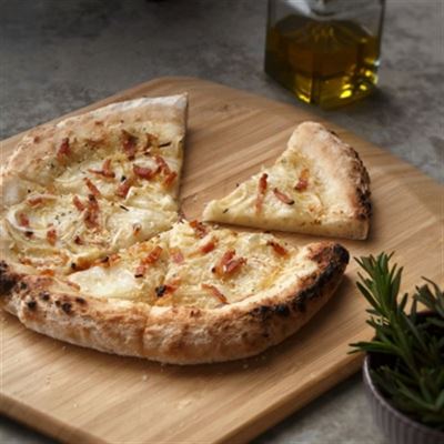 Gluten-free Pizza with Mascarpone, Potato and Guanciale - Chef Recipe by Chef Melanie Persson 