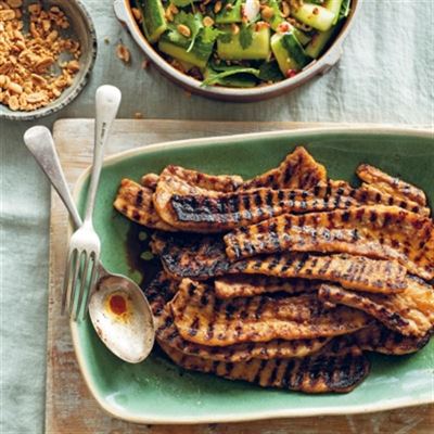 Lemongrass Grilled Pork Belly with Cucumber and Peanut Salad - Chef Recipy by Danielle Alvarez