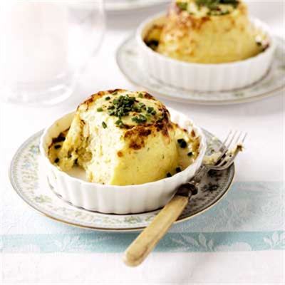 Twice-baked Three Cheese Souffle - Chef Recipe by Julie Goodwin