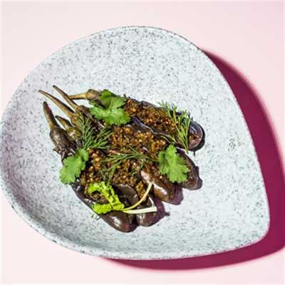 Steamed Eggplant with Sichuan Chilli Relish - Chef Recipe by Shu Liu.
