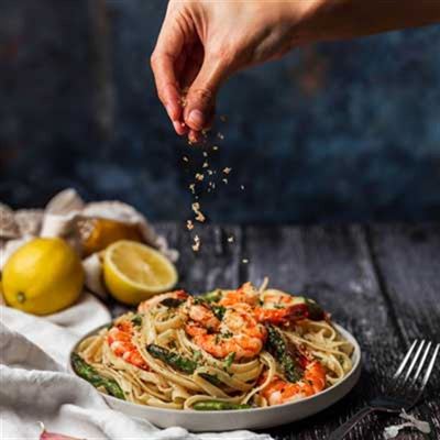 Brown Butter Prawn and Asparagus Pasta - Recipe by Tassal