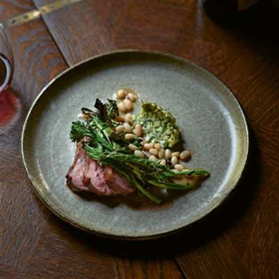 Lamb Leg, Purple-sprouting Broccoli, Navy Beans and Anchovy - Chef Recipe by Dave Verheul