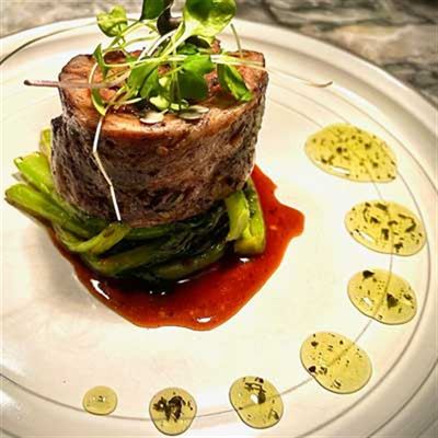 Lamb Rolata with Mustard Leaves, Mint Jelly and Red Wine Jus - Chef Recipe by Enrico Paulli