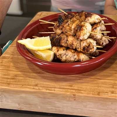 Marinated Chicken Skewers, Summer Salad, Lemon and Feta Dressing - Chef Recipe by Alastair McLeod